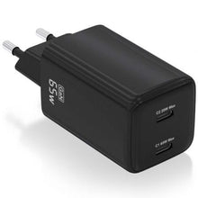 Cargador de Pared GaN Aisens ASCH-65W2P040-BK/ 2xUSB Tipo-C/ 65W